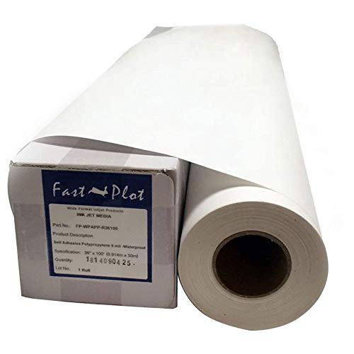 Fastplot Self Adhesive Vinyl - Waterproof 4Mil - 42 Inches X 60 Feet Roll - 2 Inches Core #TOP1