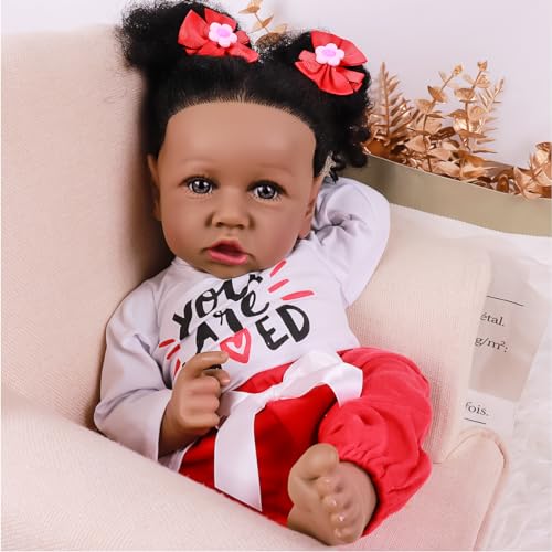 Muñeca reborn bebe negra realista 22 pulgadas miniatura 2