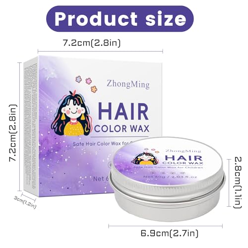 Cera temporal para cabello para niños, color instantáneo natural (Morado) miniatura 2