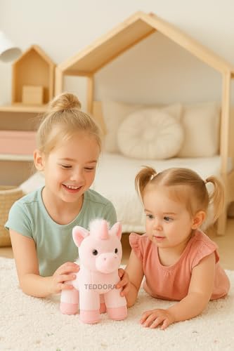 Image of Sparkle Unicorn Soft Toy for Girls Boys Kids,Pink,Multicolor Rainbow Animal Plush Stuffed Baby Teddy Gift Birthday, 32 cm