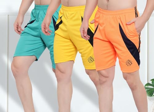 Image of DIA A DIA Men's Polycotton Running Sports Gym Shorts Pack of 3