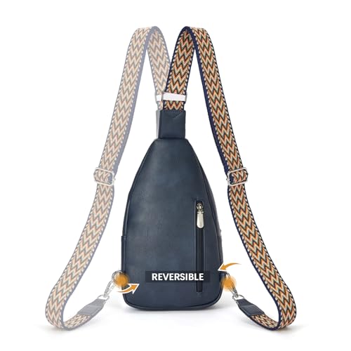 Image of BOSTANTEN Sling Bag Cross Body Bag Trendy Leather Crossbody Purse with Adjustable Guitar Strap for Travel