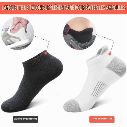 5 Paires Chaussettes Femme de Sport 39-42, Chaussettes Basses pour Femmes et Filles Socquettes Courtes Respirantes en Coton Multicolores pour Randonnée Marche Running – vue 4