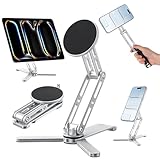 Eupterosaur Magnetic Phone Tripod Stand with Anti Slip Silicone,Height Adjustable,360° Rotating Phone Holder,Portable Tablet Stand,Foldable ipad Holder for Tablets&Phones MagSafe Accessories