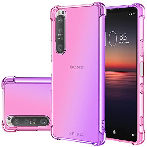 Gufuwo Funda para Sony Xperia 1 II/Xperia 1II 5G XQ-AT51, XQ-AT52 Case Ultrafina Degradé Antiarraños con TPU Flexible y Protección Antigolpes Funda Protectora para Sony Xperia 1 II Rosa/Morado