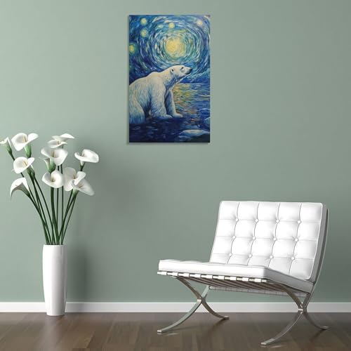 Ours polaire murale : sublimez votre salon avec cette toile de décoration 50x75cm - 5