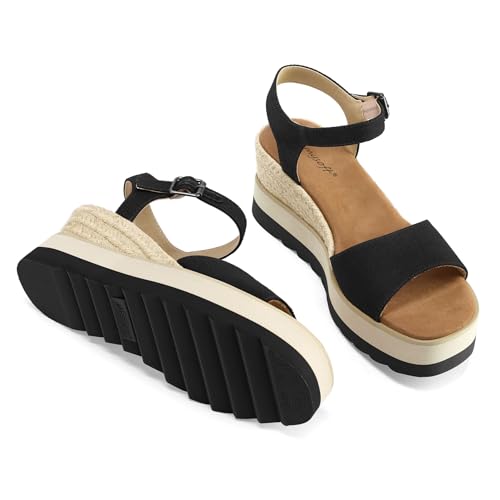 mysoft Womens Espadrille Wedge Sandals EVA Sole Platform Sandal Open Toe Ankle Strap Buckle Shoes4