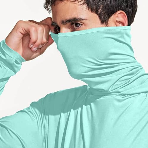 Mens UPF 50+ Sun Protection Shirts Lightweight Long Sleeve Hooded Shirt with Mask Cooling Hiking Fishing Outdoor Tee4