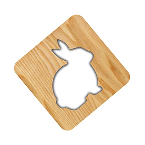 Veilleuse lapin LED en bois ajouré kaki, lampe de table de chevet design