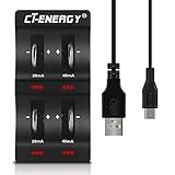 Lithium Coin Battery Charger, CT ENERGY 4-Port Charger with 4 Rechargeable 2032 Batteries 500+ Charging Cycles, for LIR2025 2016 2450 1620 1632 Button Battery LIR2032 Replacing 3V CR2032 Lithium Cells