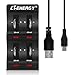 Lithium Coin Battery Charger, CT ENERGY 4-Port Charger with 4 Rechargeable 2032 Batteries 500+ Charging Cycles, for LIR2025 2016 2450 1620 1632 Button Battery LIR2032 Replacing 3V CR2032 Lithium Cells