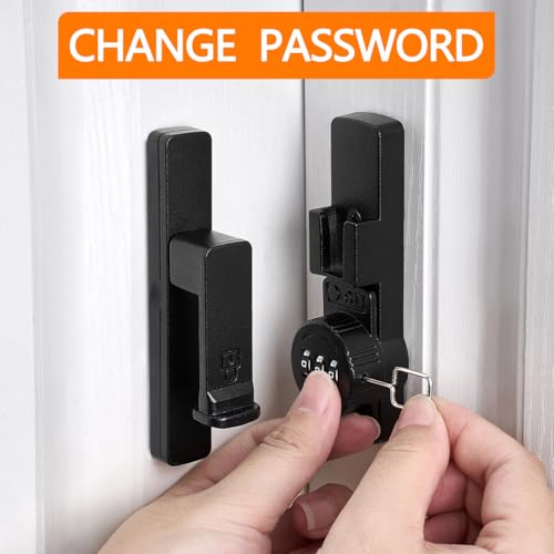 Image of INIRET 2 Packs Matte Black 90 Degree Barn Door Lock,Mechanical Password Lock,3 Digit Password Keyless,Flip Latch with Combination,Protect Privacy,for Barn Door,Cabinets,Windows,Garden,Bathroom
