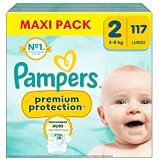 Pampers Premium Protection Size 2, 117 strati, 4kg-8kg, Doppia Protezione Per La Pelle E Le Perdite