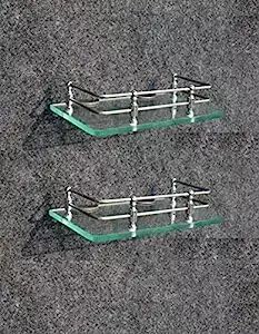 Shivam Steel 9x6” Clear Glass Bathroom Shelf- 2PCs /Kitchen Shelf/Bathroom Accessories Wall Mount (B0CFFTCWTY) Amazon Price History, Amazon Price Tracker