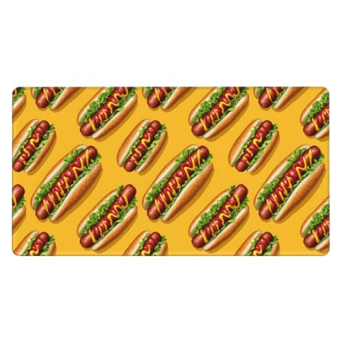 Grand tapis de souris de jeu Hot Dog imprimé avec base en caoutchouc robuste