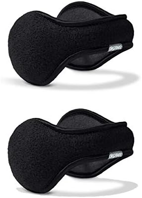180s Degrees Winter Ear Warmers | Behind-the-Head Adjustable & Foldable Earmuffs (Black, 2)
