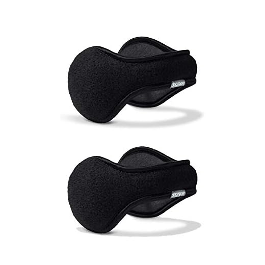 180s Degrees Winter Ear Warmers | Behind-the-Head Adjustable & Foldable Earmuffs (Black, 2)