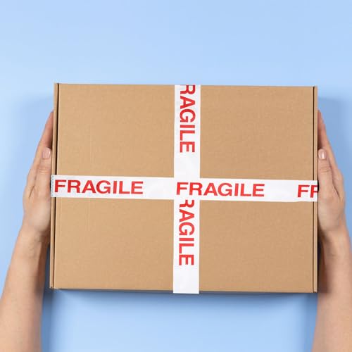NOLITOY Fragile Packaging Tape Made of Tear Resistant BOPP Film with Red and White Warning Labels 2 Rolls with Excellent Tensile Strength for Shipping and Moving Boxes for Small Business - Image 6