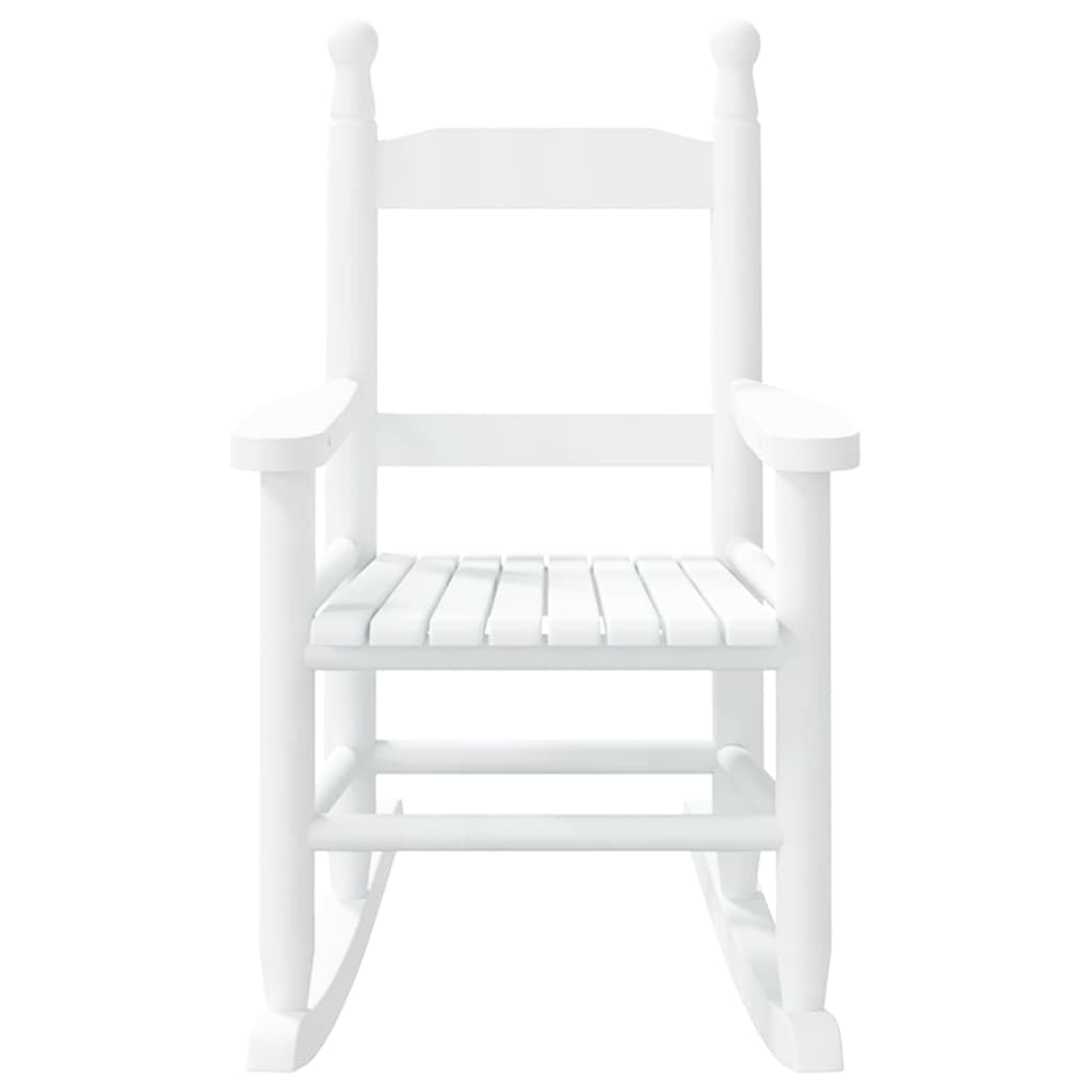 Schaukelstuhl Kinder 2 STK. Weiß aus Massivholz Pappel mit Armlehne und Rückenlehne, 36x46,5x57 cm, ideal zum Entspannen, Wippen, Lesen im Kinderzimmer und Wohnzimmer
