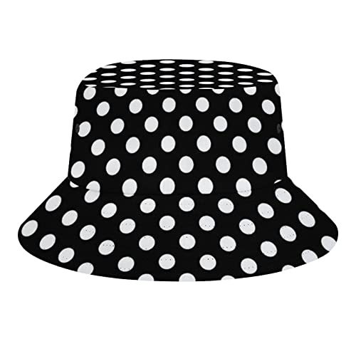 Amrandom Bucket Hats Summer Travel Beach Sun Hat Outdoor Cap, White Black Polka Dot Coffee, Novelty Gift For Men Women #TOP5