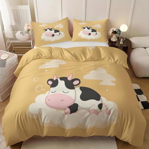 Housse de couette imprimée 3D vache mignonne pour lit ado