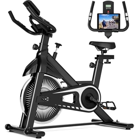 NAYSAYE Exercise Bike, Adjustable Stationary Bike for Home, LED Display, Cycling Bike Indoor with Heart Rhythm Monitor for Fitness Training Cover