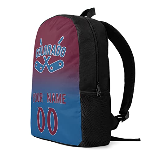 Colorado Custom Backpack High Capacity,Laptop Bag Travel Bag,Add Personalized Name And Number£¬Gifts For Ice Hockey Sports Fans2