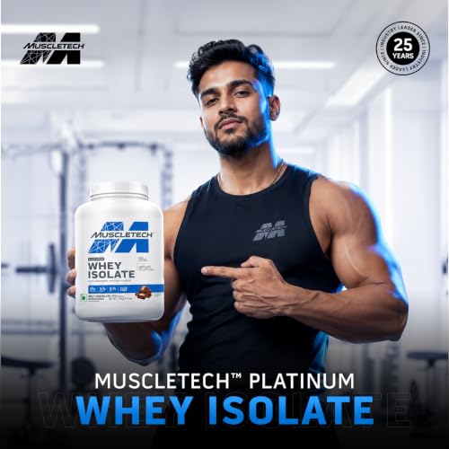 Image of MuscleTech Platinum Whey Isolate, 1.72 Kg (3.8lbs) Milk Chocolate, Protein Powder for Muscle Gain, 25g Protein + 5.7g BCAA, ultimate muscle building formula, increase strength & performance.