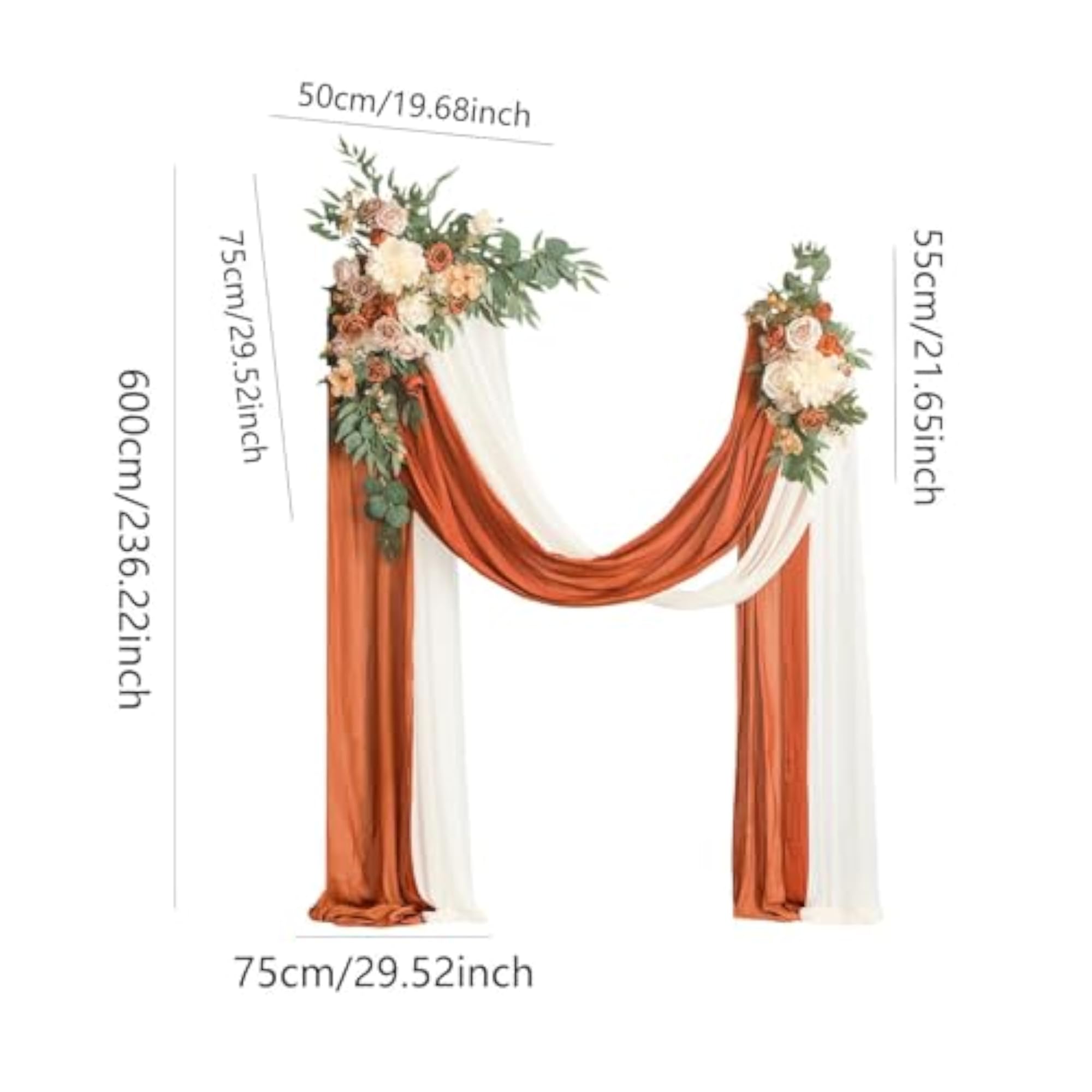 Artificial Wedding Arch Flowers Kit with Drape, Orange