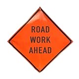36-inch Orange Non-Reflective Vinyl Roll-Up Sign. Road Work Ahead