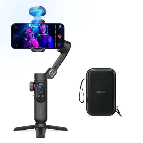 Image of AOCHUAN 3-Axis Gimbal Stabilizer for Smartphone Smart XPro Black AI & B20 Storage Bag