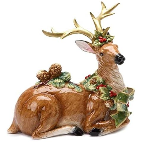 Cosmos Gifts 10 1/8-Inch Emerald Holiday Reindeer Pine Cone Figurine Cover