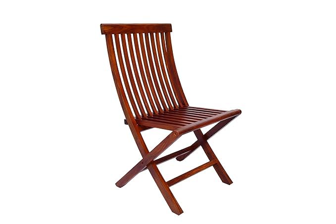Image of WELL KNOWN Folding Comfort Chair for Living Room Bedroom Hall Home Wooden Furniture for Balcony Garden Indoor Outdoor (Natural Finish) (Brown)