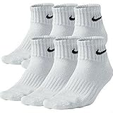 NIKE Unisex Performance Cushion Quarter Socks with Bag (6 Pairs)