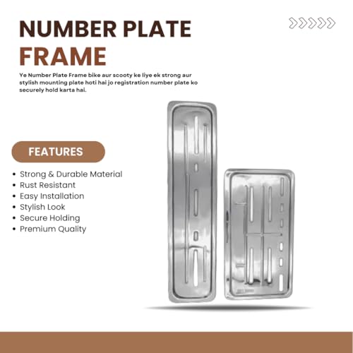 Image of Number Plate Frame Metal Silver Heavy Strong Material Universal for Bike Scooyt & Scooter