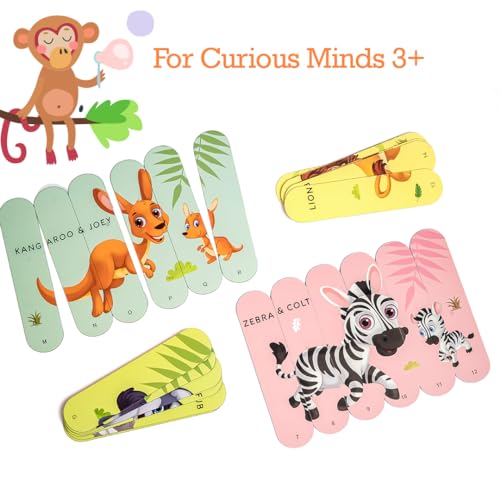 Image of THE BOOK TREE Animals & Their Babies Stick Puzzle | 24pcs Double-Sided Cardboard Puzzles | 8 Animal & Their Puzzles for Learning & Play | Enhances Focus & Creativity | Ideal for Ages 3+
