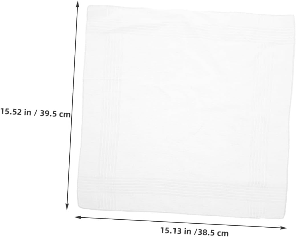 KALLORY 18pcs Men’s Cotton Handkerchiefs White Washable Pocket Squares Soft Pure Cotton Suit Hankies for Formal Wedding and Everyday Use