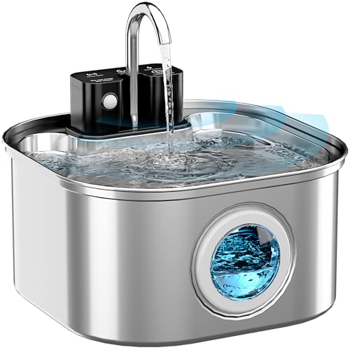 Lawfery Wireless Cat Water Fountain Stainless Steel,...