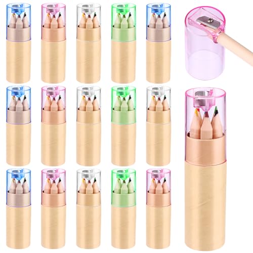 Mini lápices de colores de dibujo infantiles ULELE lápiz corto grueso de 3.3 pulgadas en tubo
