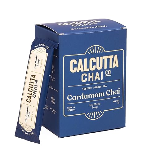 Image of Calcutta Chai Co - Cardamom Chai | Instant Tea Premix | 15 Sachets | 210g | Made with Assam Tea | Added Natural Spices | Low Sugar