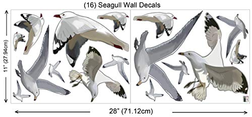 Seagull Wall Art Decor Decals Beach Scene Stickers Flock Of Flying Birds Coastal Vinyl Living Rooms Bathroom Office Playroom Teen Girls Boys Toddler Peel & Stick (Seagulls) #TOP7