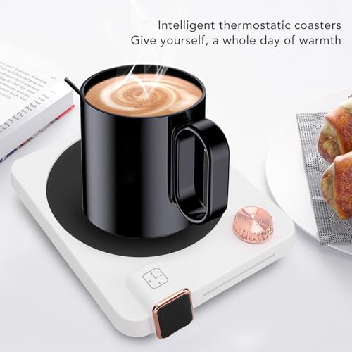 TOPINCN Coffee Mug Warmer for Desk, Electric Cup Warmer with Auto Shut Off & 9 Temperature Settings, Electric Beverage Tea Water Milk Warmer with Timer for Most Cups and Mugs (US Plug 110V)
