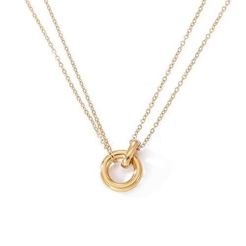 [Pixy Jewelry] ]Double Circle lbNX ؚ`F[ XLWG[ 316L T[WJXeX Stainless AM[Ή S fB[X ×p A Vv ɗD S[h Vo[ (S