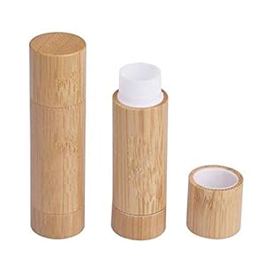 2 Piezas Lápiz Labial de Bambú Vacíos,Contenedores de Tubos de Brillo Labial,para Maquillaje de Bricolaje, Cosméticos…