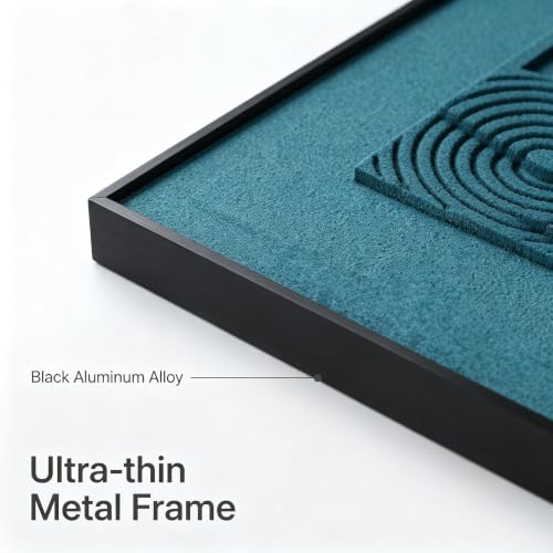 AMAATE 3Pcs 3D Blue White Sandstone Relief Black Framed Wall Art by AMAATE - Used condition - Image 5