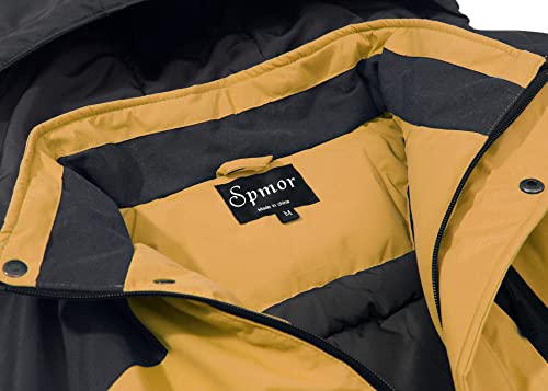 Spmor Men's Waterproof Ski Jacket Hooded Warm Winter Snowboard Coat Windproof Snow Outwear Spicy Mustard X-Large — view 4