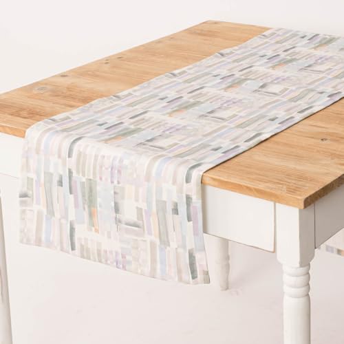 Chemin de table lavable Denise Soft aquarelle pastel pour table basse