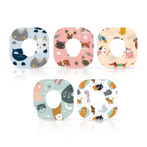 25pcs Adhesive Over Patches for Dexcom G7, Waterproof CGM Sensor Monitor Covers, Breathable Glucose Sugar Sticker, Sensor Overpatch Compatible with Dexcom Accessories (Cats and Dogs Pets Styles)