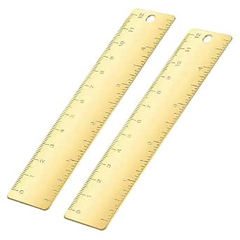 2 Pcs Metal Ruler, 5 Inch/12 cm Brass Ruler, Precision Scale Gold Metal ...