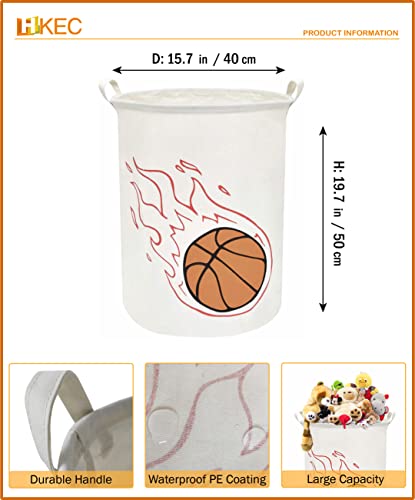HKEC 19.7’’ Basketball Laundry Hamper, Dirty Clothes Hamper for Boys Room,Sports Laundry Basket,Toy Bins, Gift Baskets,Baby Nursery(Basketball)